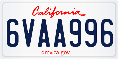 CA license plate 6VAA996