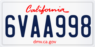 CA license plate 6VAA998