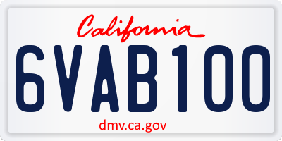 CA license plate 6VAB100