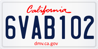 CA license plate 6VAB102