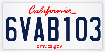 CA license plate 6VAB103