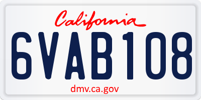 CA license plate 6VAB108