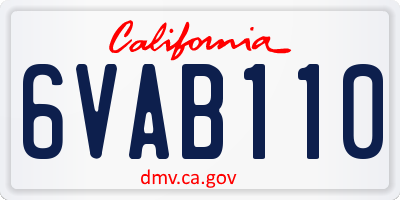 CA license plate 6VAB110