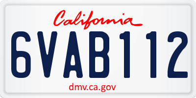 CA license plate 6VAB112