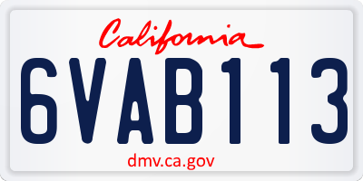 CA license plate 6VAB113