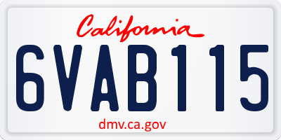 CA license plate 6VAB115