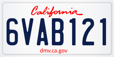 CA license plate 6VAB121