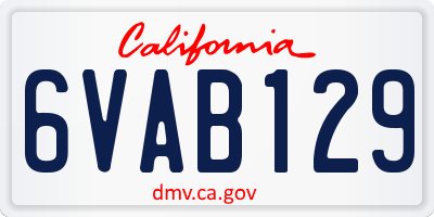CA license plate 6VAB129