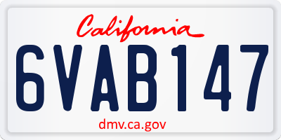 CA license plate 6VAB147
