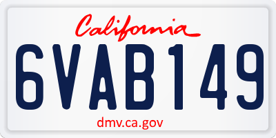 CA license plate 6VAB149