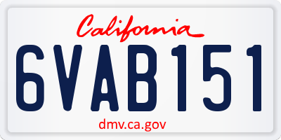 CA license plate 6VAB151