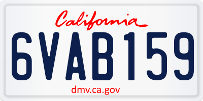 CA license plate 6VAB159