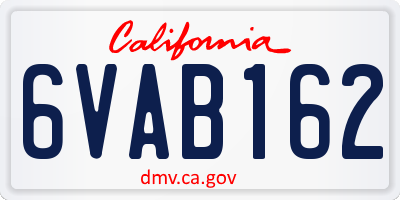 CA license plate 6VAB162