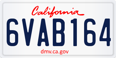 CA license plate 6VAB164