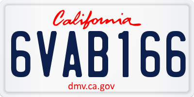 CA license plate 6VAB166
