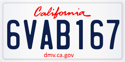 CA license plate 6VAB167