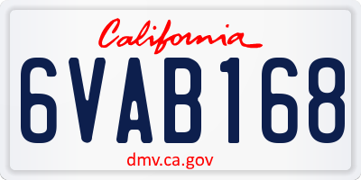 CA license plate 6VAB168