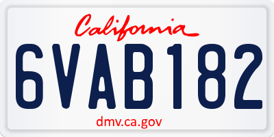 CA license plate 6VAB182