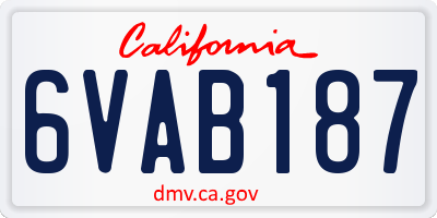 CA license plate 6VAB187