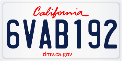 CA license plate 6VAB192