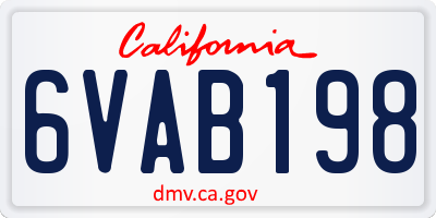 CA license plate 6VAB198