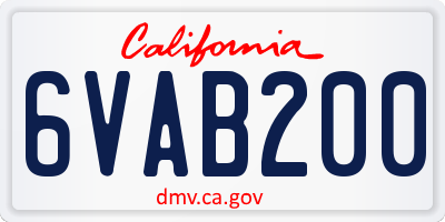 CA license plate 6VAB200
