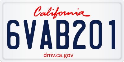 CA license plate 6VAB201