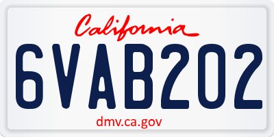 CA license plate 6VAB202
