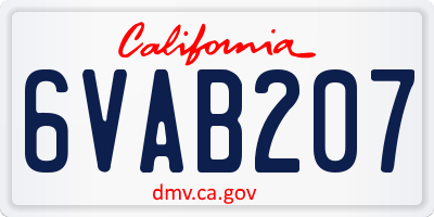 CA license plate 6VAB207