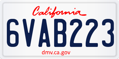 CA license plate 6VAB223