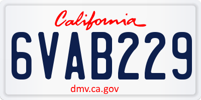 CA license plate 6VAB229