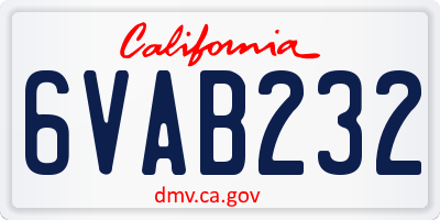 CA license plate 6VAB232