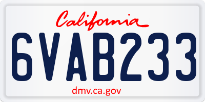 CA license plate 6VAB233