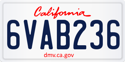 CA license plate 6VAB236