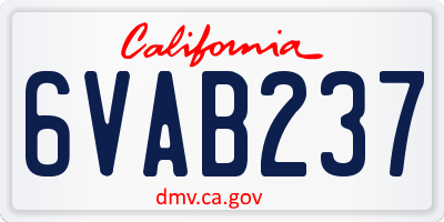 CA license plate 6VAB237