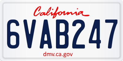 CA license plate 6VAB247