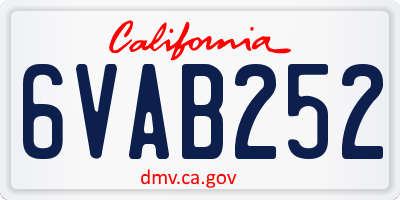 CA license plate 6VAB252