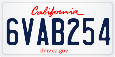 CA license plate 6VAB254