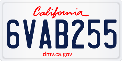 CA license plate 6VAB255