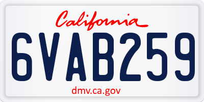 CA license plate 6VAB259