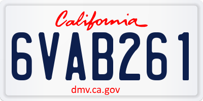 CA license plate 6VAB261