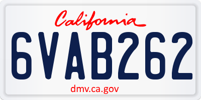 CA license plate 6VAB262