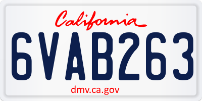 CA license plate 6VAB263