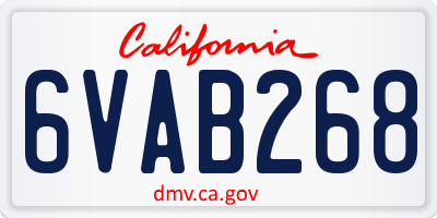 CA license plate 6VAB268