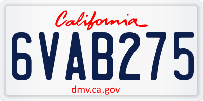 CA license plate 6VAB275