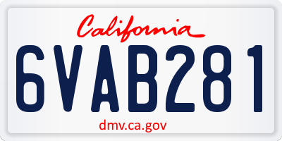 CA license plate 6VAB281
