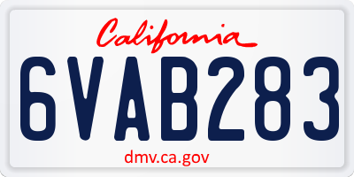 CA license plate 6VAB283