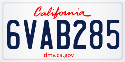 CA license plate 6VAB285