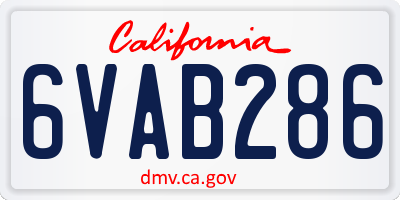 CA license plate 6VAB286