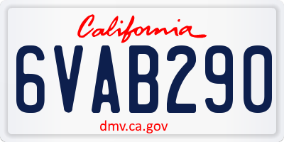 CA license plate 6VAB290